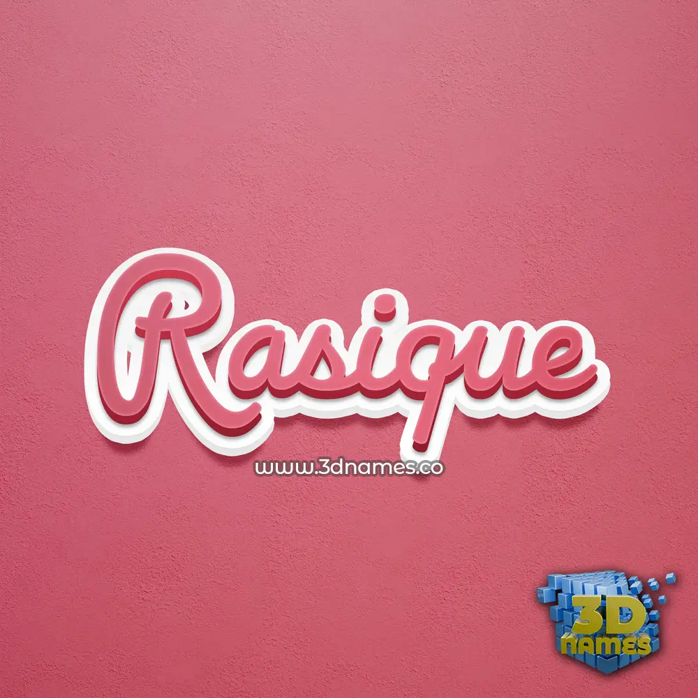 rasique in Red Scribble style - 3D name wallpaper