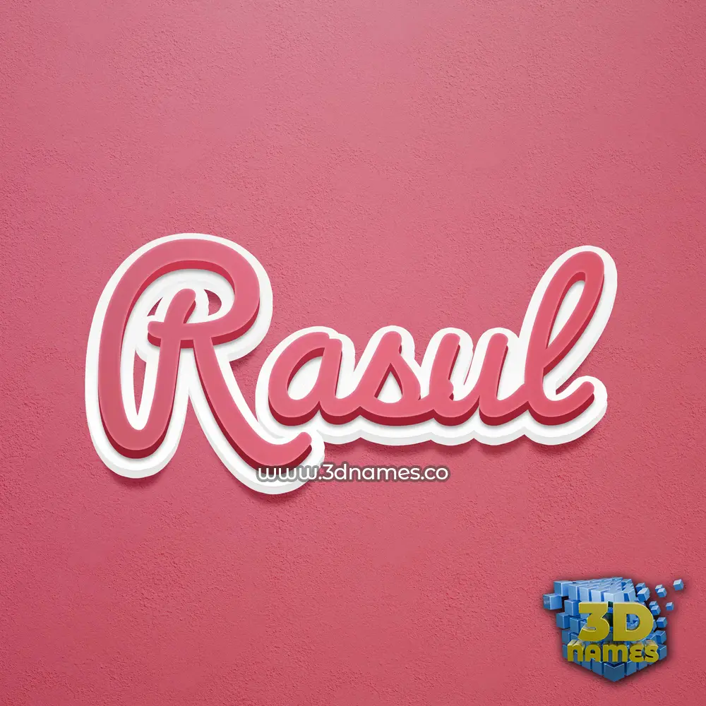 rasul in Red Scribble style - 3D name wallpaper