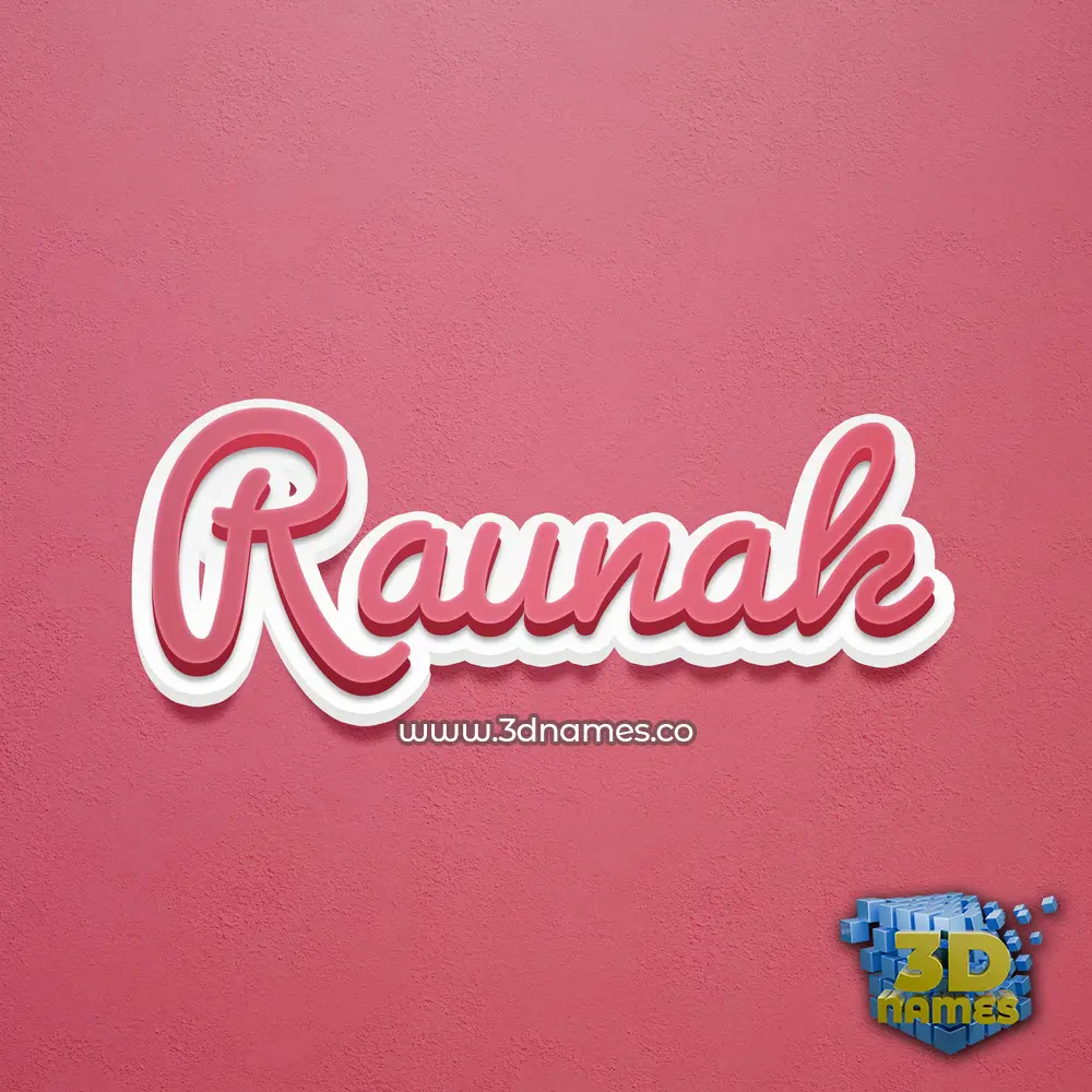 raunak in Red Scribble style - 3D name wallpaper
