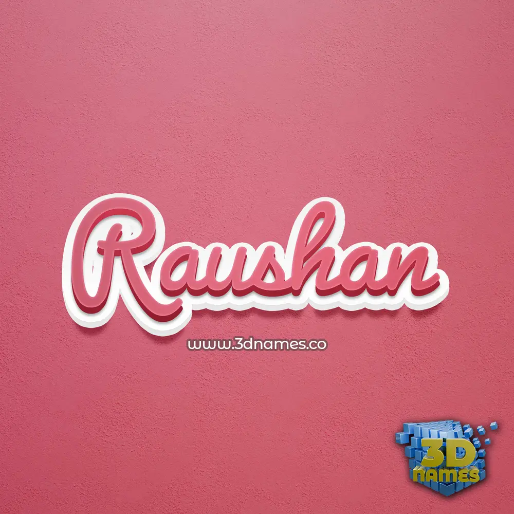 raushan in Red Scribble style - 3D name wallpaper