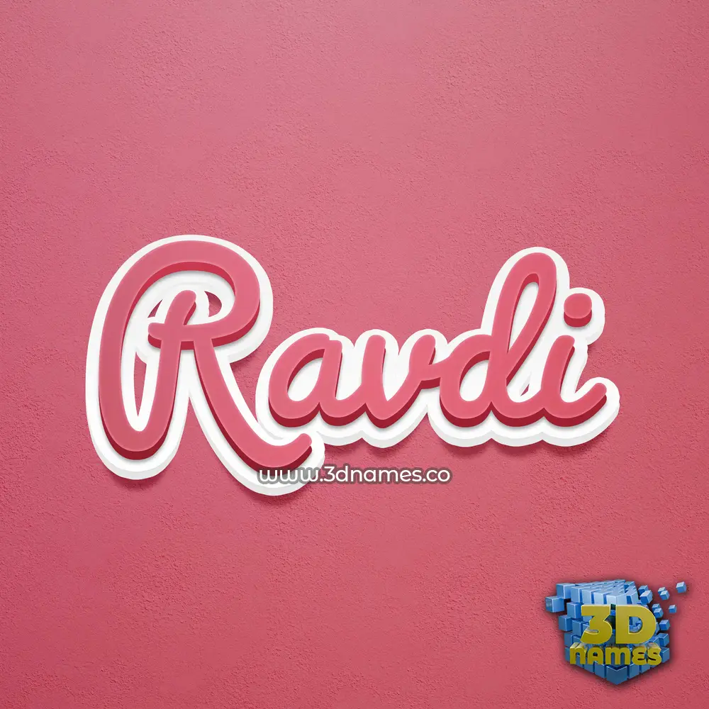 ravdi in Red Scribble style - 3D name wallpaper