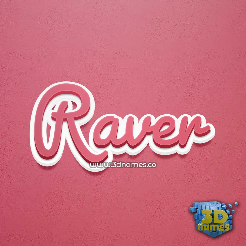 raver in Red Scribble style - 3D name wallpaper