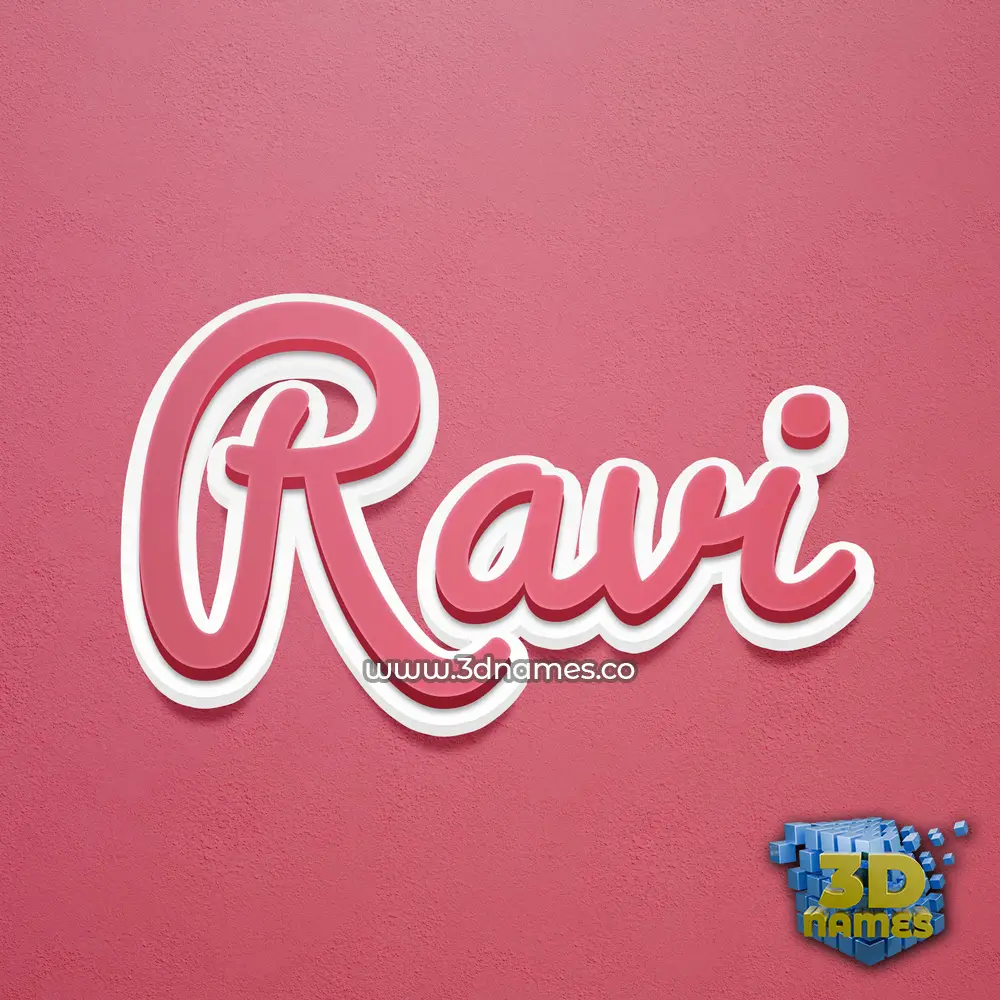 ravi in Red Scribble style - 3D name wallpaper