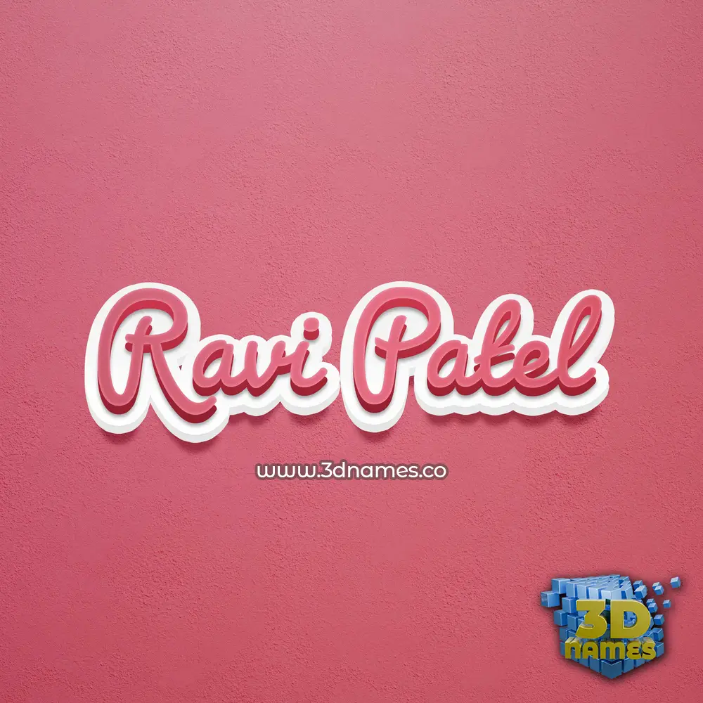 ravi patel in Red Scribble style - 3D name wallpaper