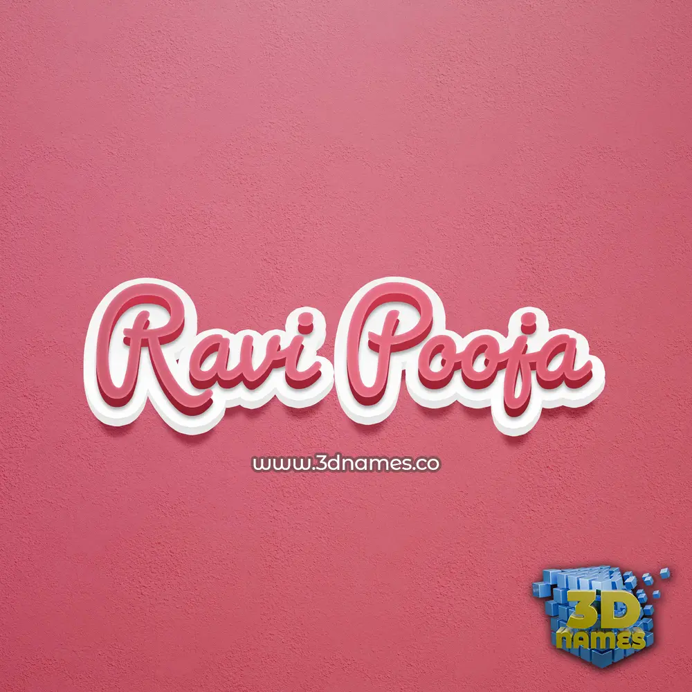 ravi pooja in Red Scribble style - 3D name wallpaper