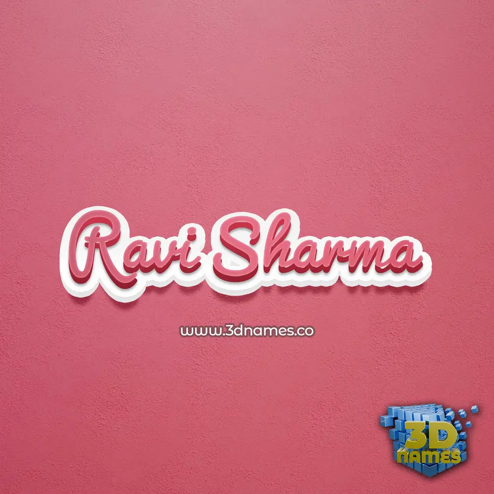 ravi sharma in Red Scribble style - 3D name wallpaper