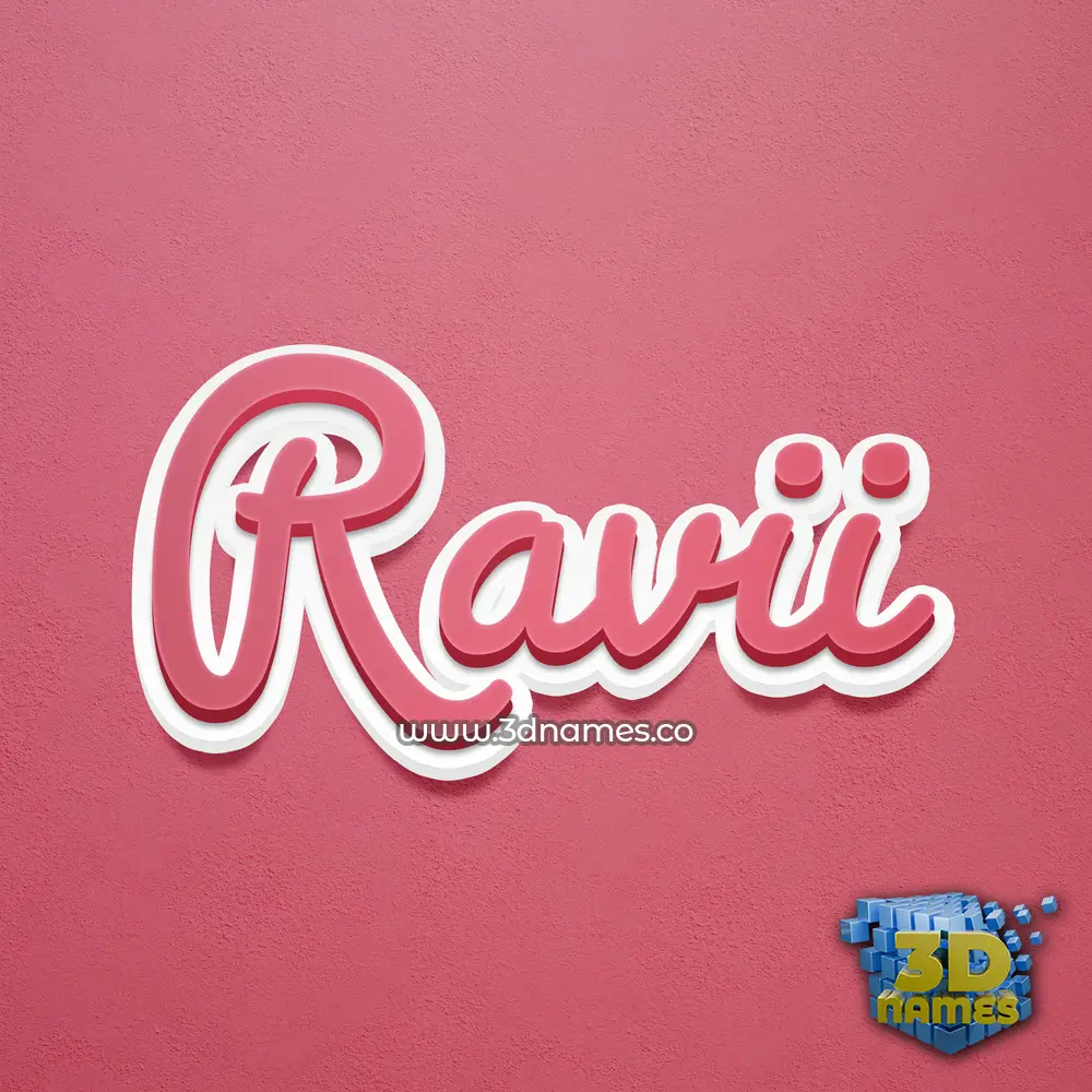 ravii in Red Scribble style - 3D name wallpaper
