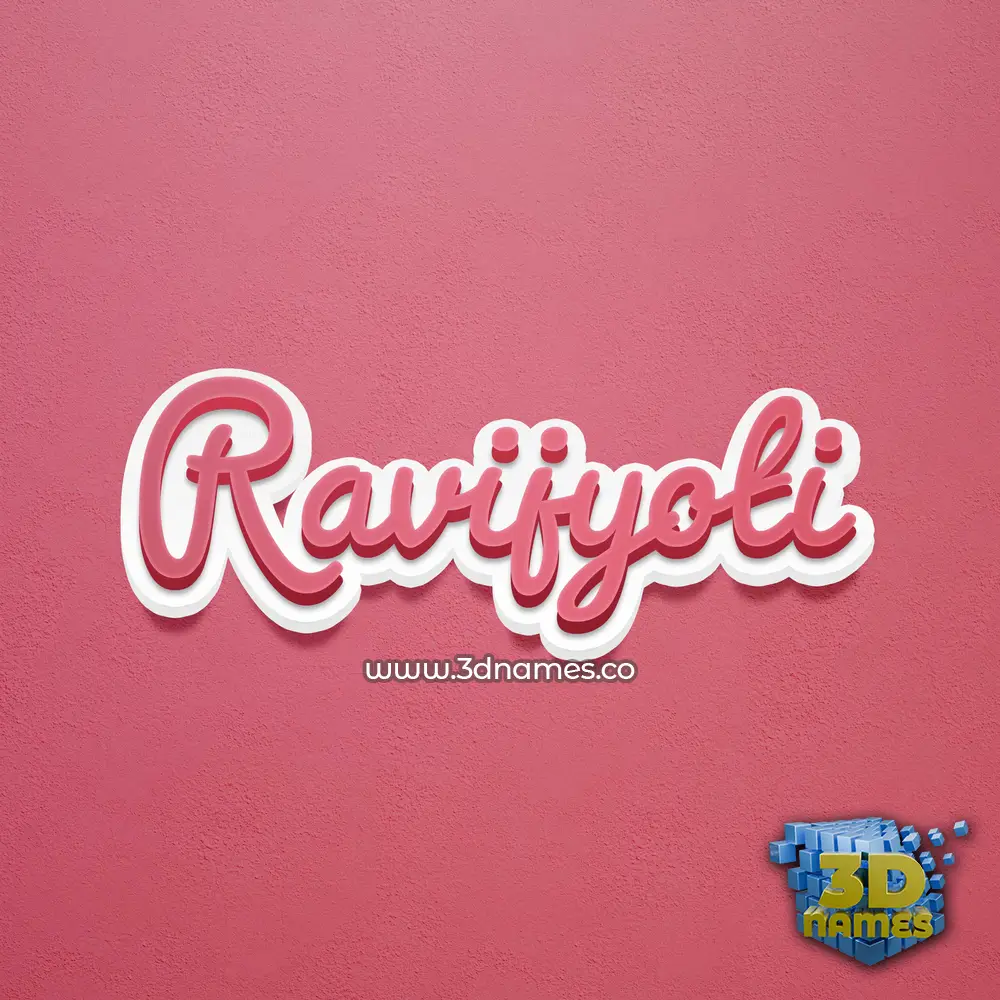 ravijyoti in Red Scribble style - 3D name wallpaper