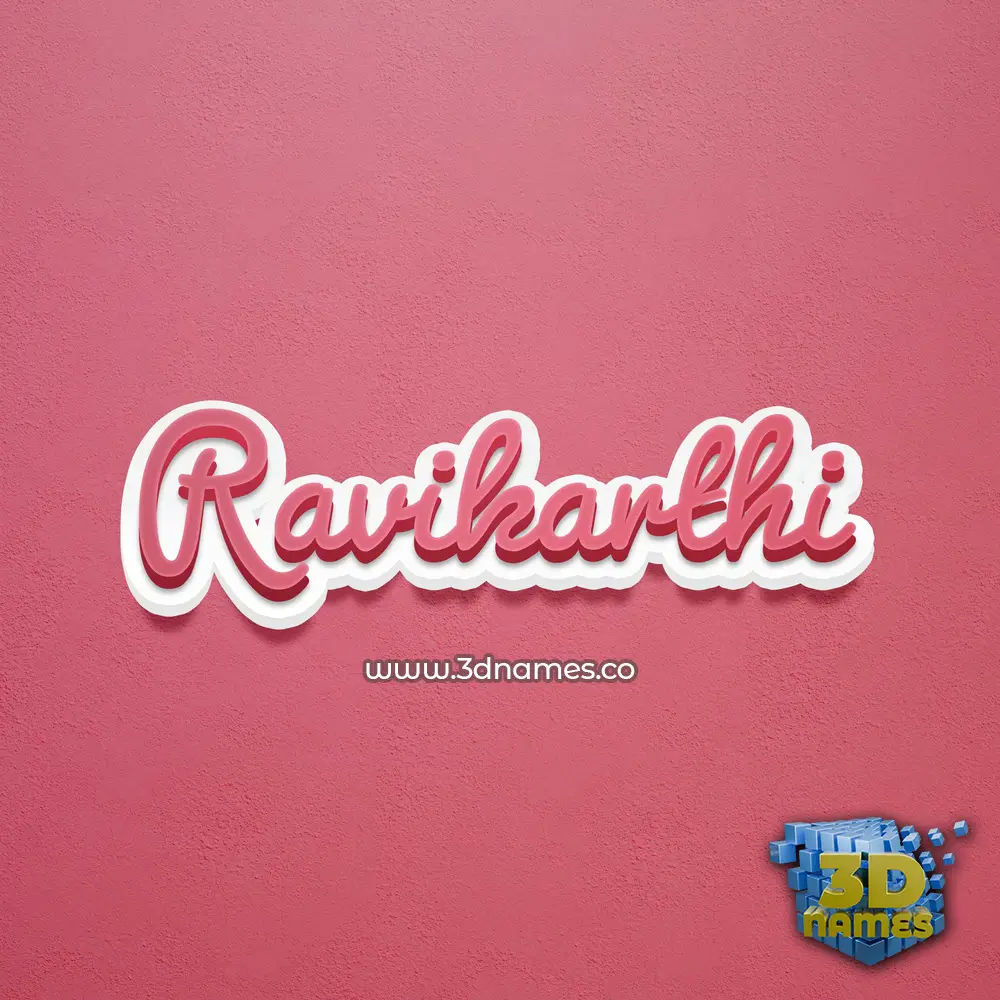 ravikarthi in Red Scribble style - 3D name wallpaper