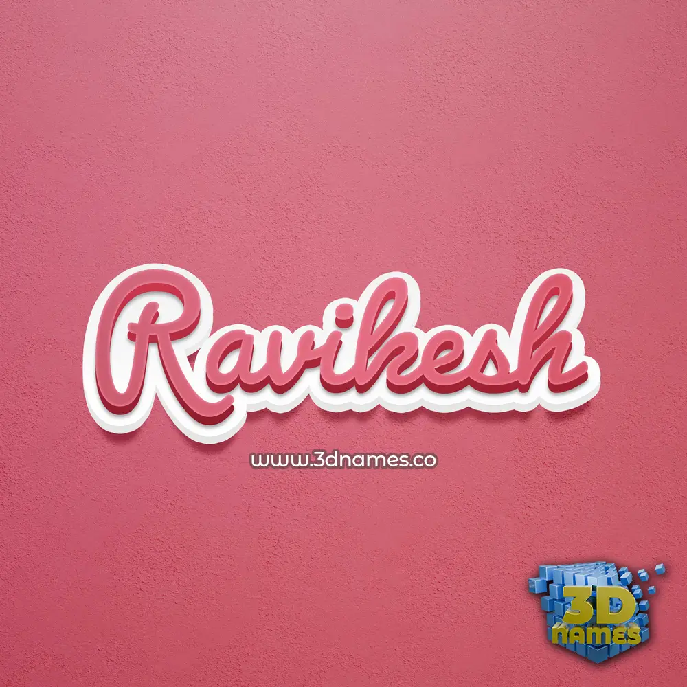 ravikesh in Red Scribble style - 3D name wallpaper