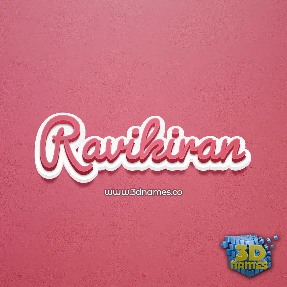 ravikiran in Red Scribble style - 3D name wallpaper
