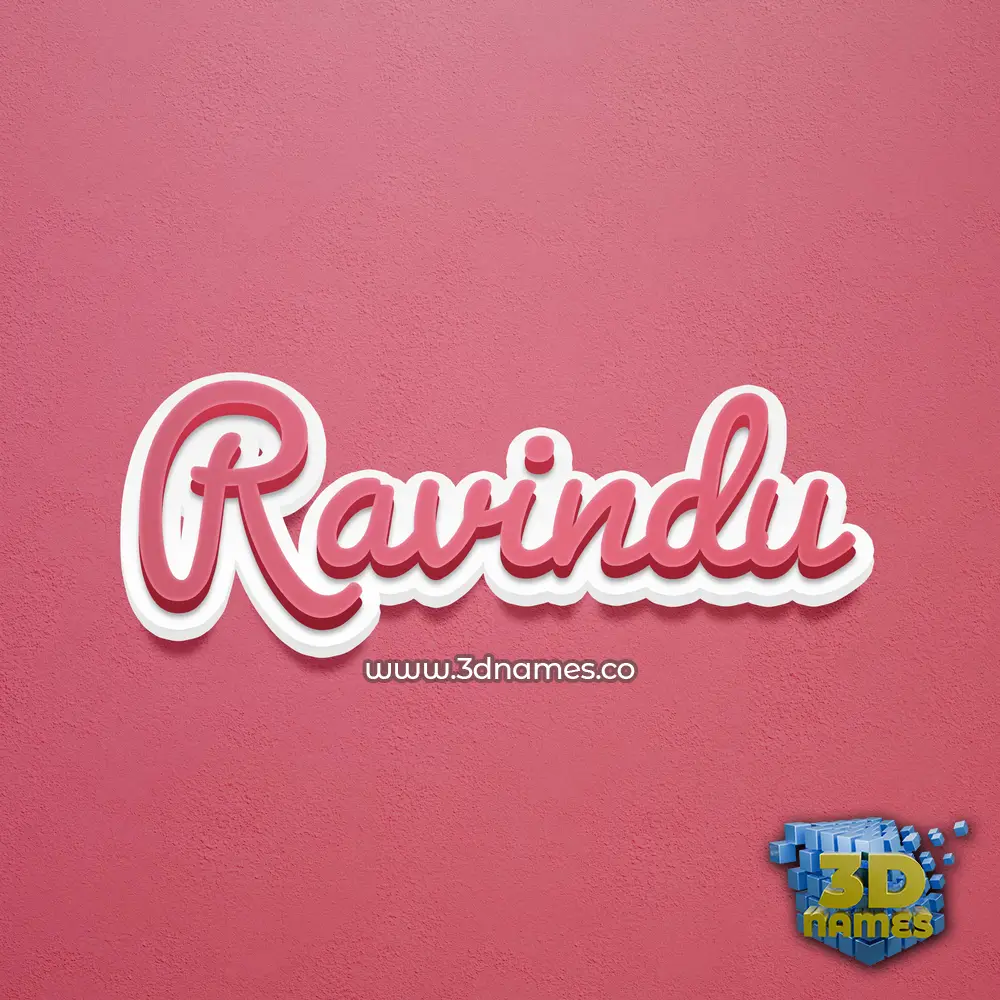 ravindu in Red Scribble style - 3D name wallpaper