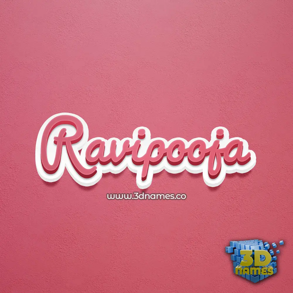 ravipooja in Red Scribble style - 3D name wallpaper