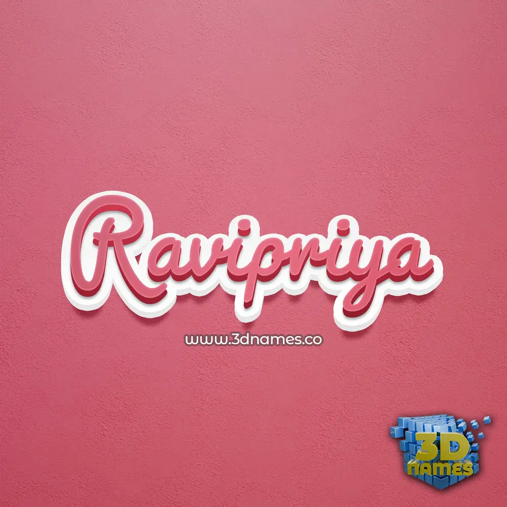 ravipriya in Red Scribble style - 3D name wallpaper