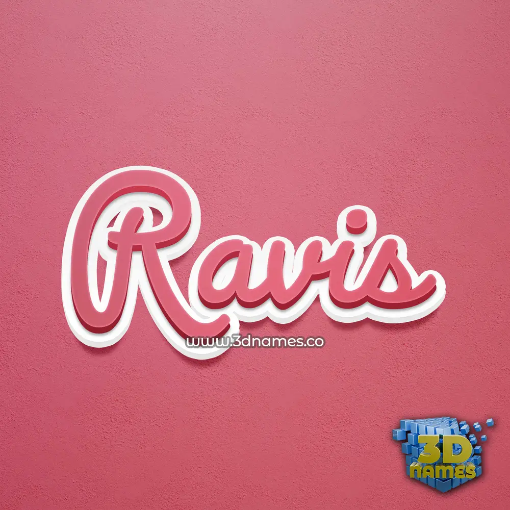 ravis in Red Scribble style - 3D name wallpaper