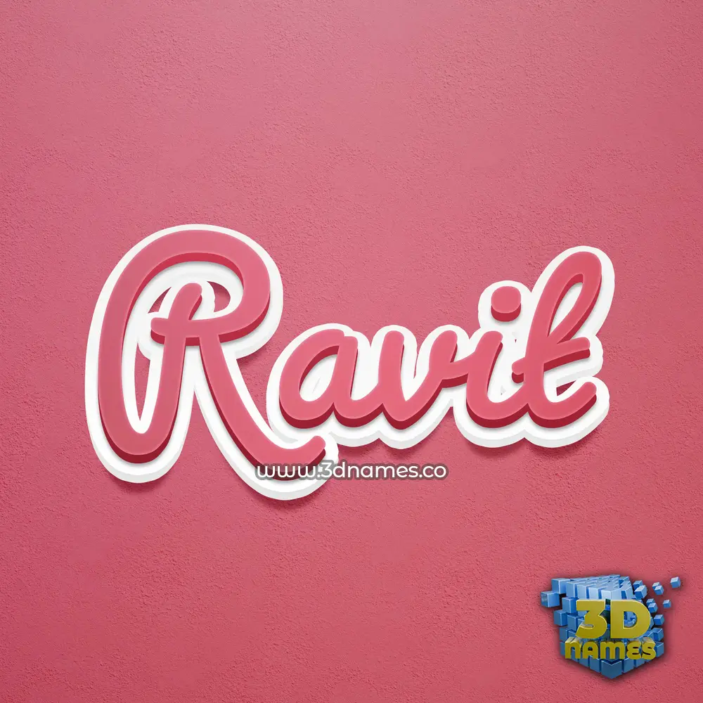ravit in Red Scribble style - 3D name wallpaper