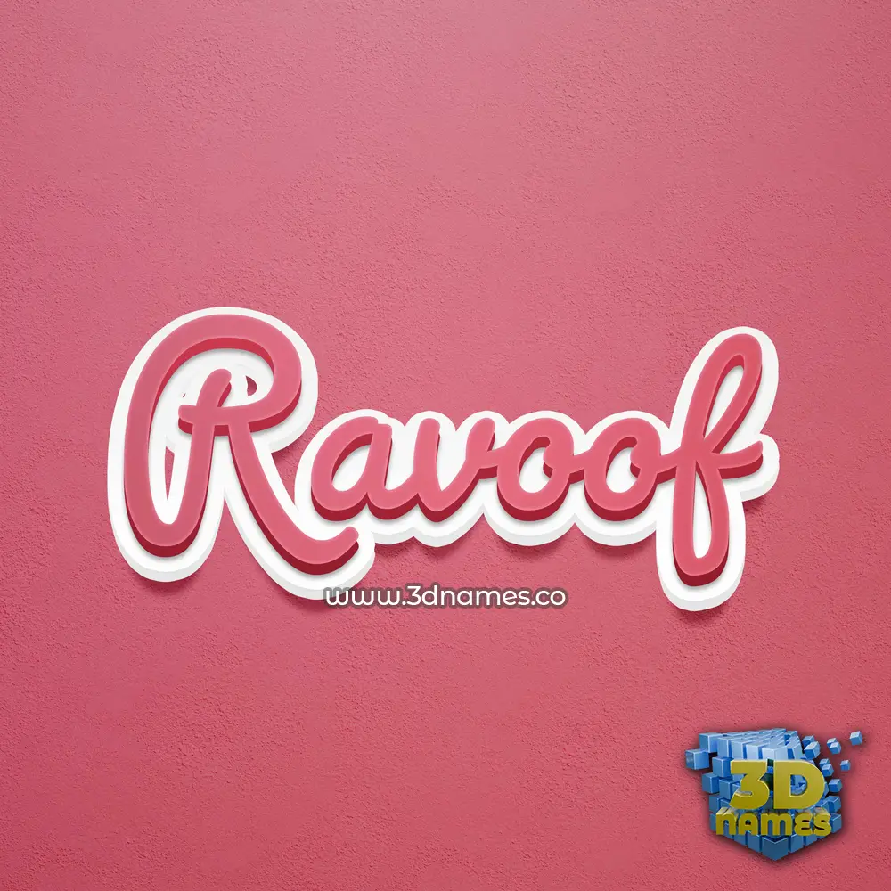ravoof in Red Scribble style - 3D name wallpaper