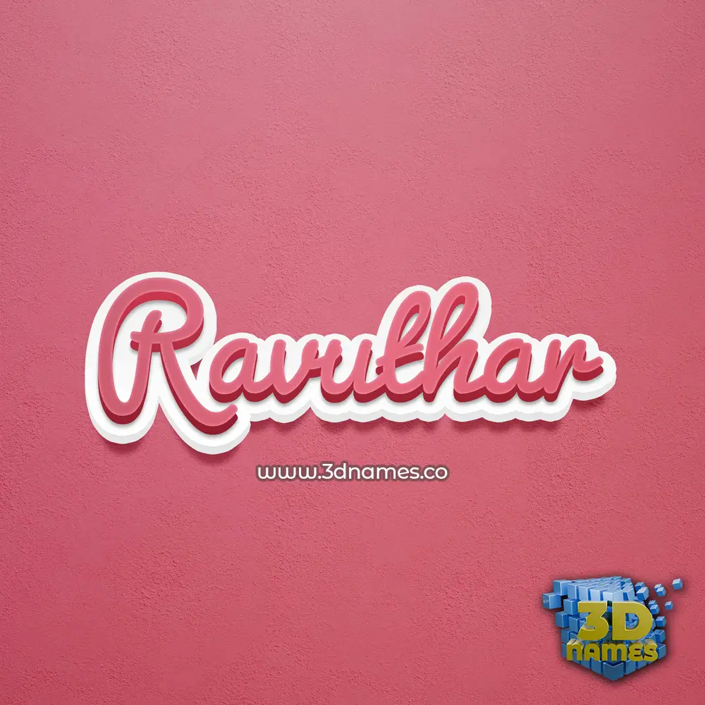 ravuthar in Red Scribble style - 3D name wallpaper