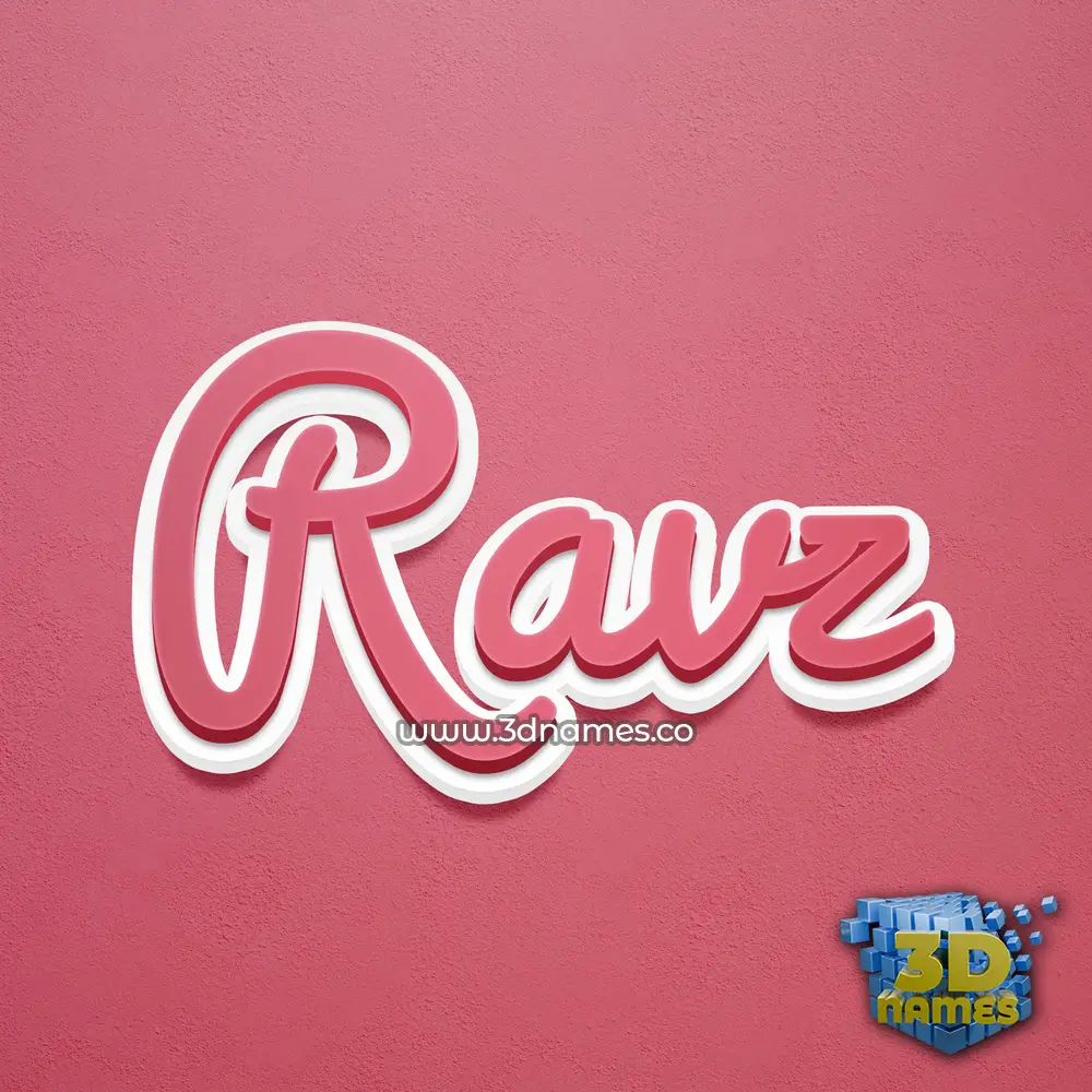 ravz in Red Scribble style - 3D name wallpaper