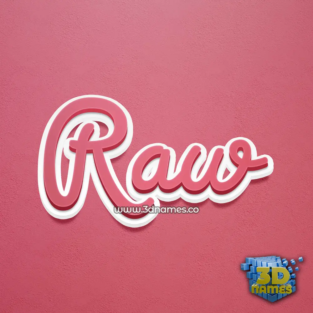 raw in Red Scribble style - 3D name wallpaper