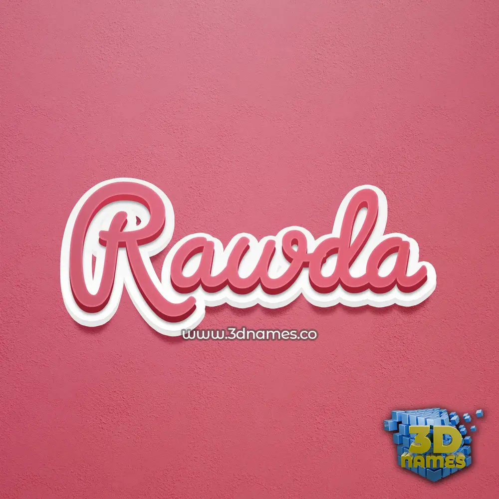 rawda in Red Scribble style - 3D name wallpaper