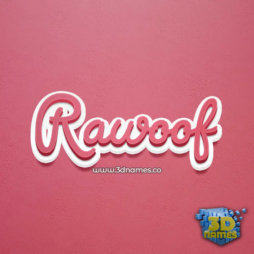 rawoof in Red Scribble style - 3D name wallpaper