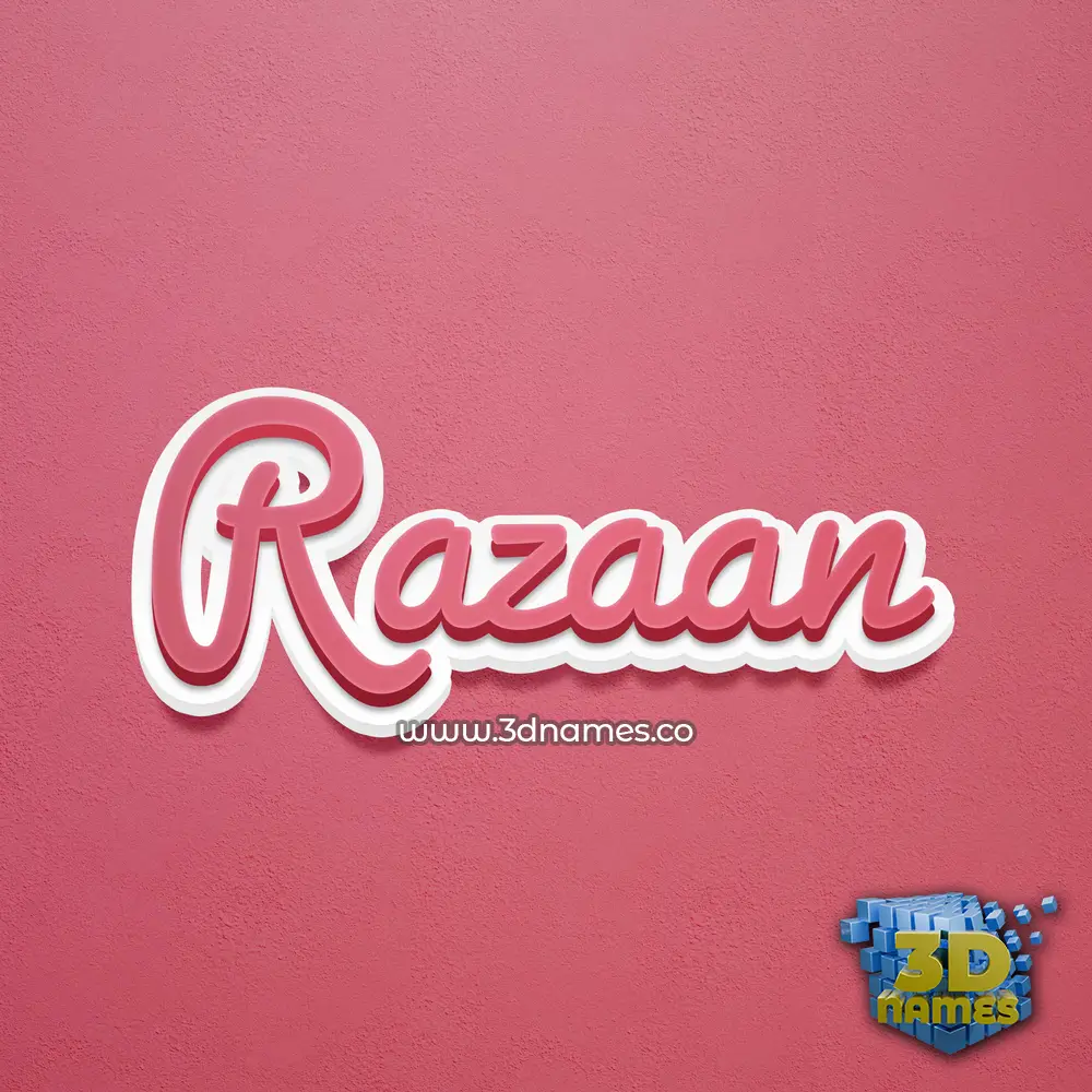 razaan in Red Scribble style - 3D name wallpaper