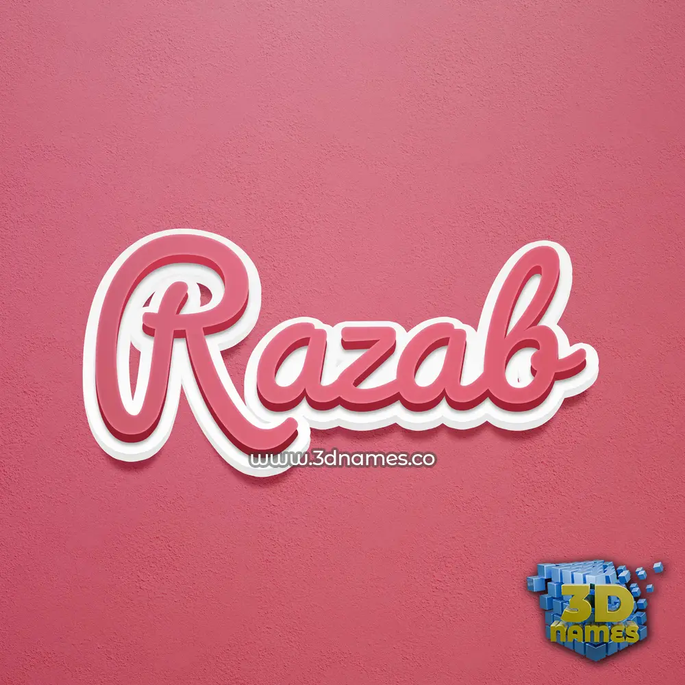 razab in Red Scribble style - 3D name wallpaper