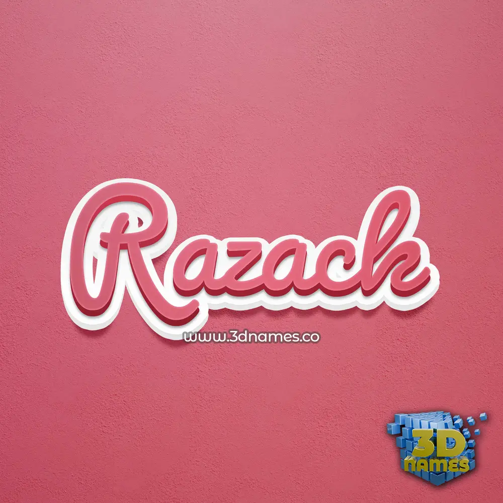 razack in Red Scribble style - 3D name wallpaper