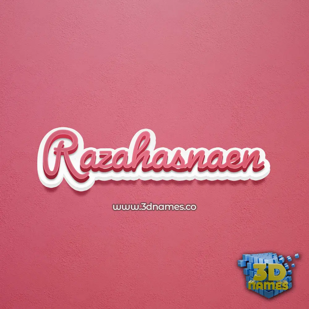 razahasnaen in Red Scribble style - 3D name wallpaper