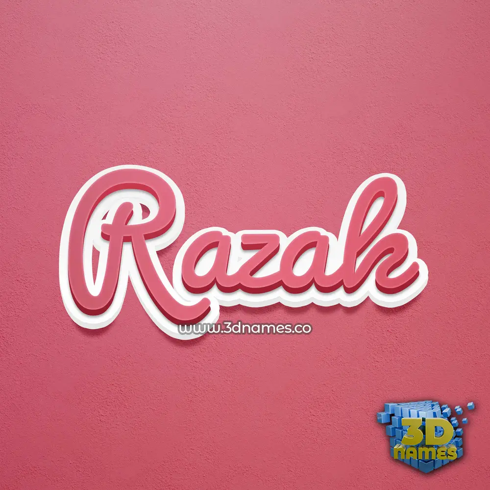 razak in Red Scribble style - 3D name wallpaper