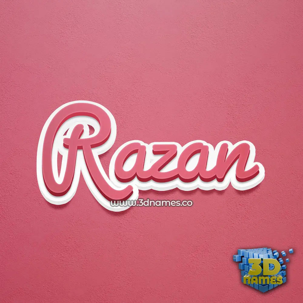razan in Red Scribble style - 3D name wallpaper