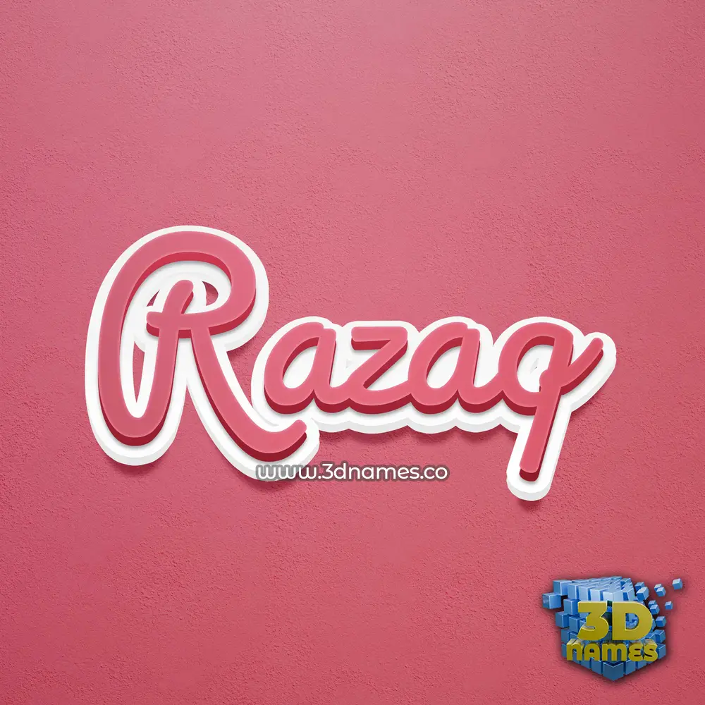 razaq in Red Scribble style - 3D name wallpaper
