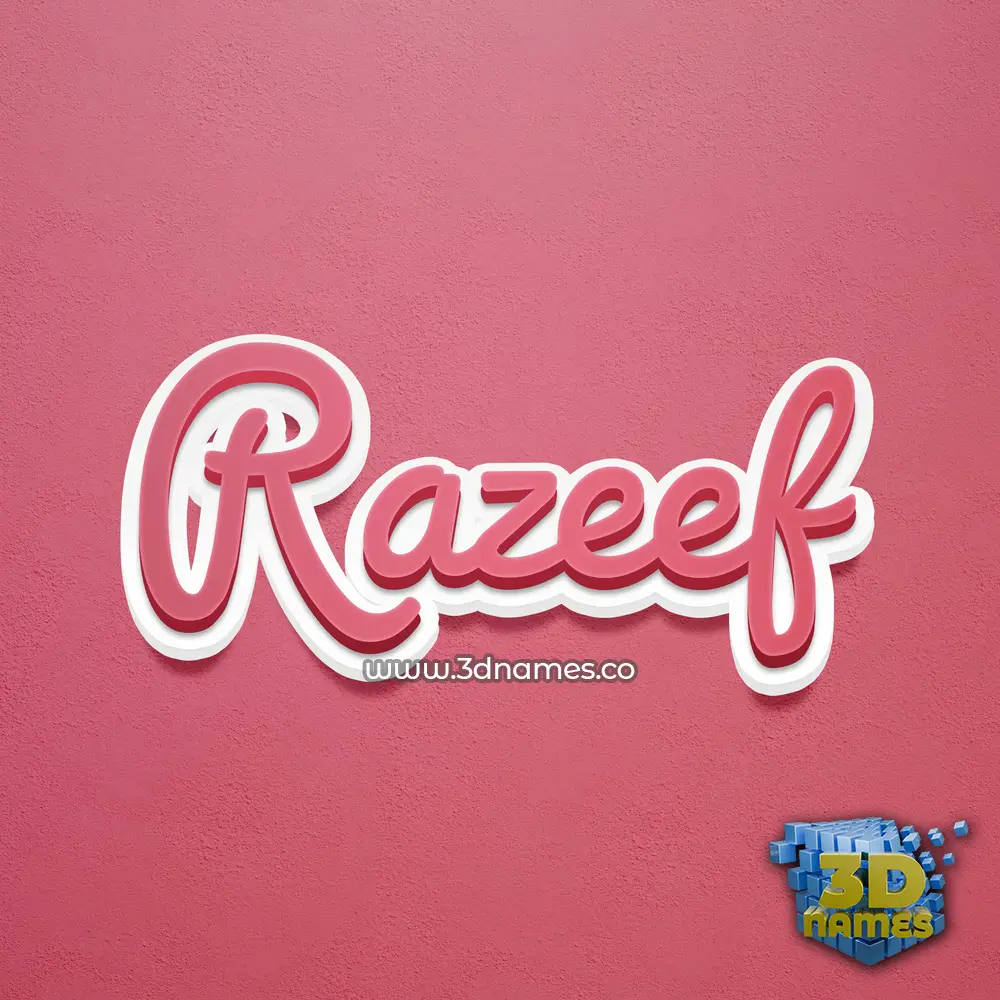 razeef in Red Scribble style - 3D name wallpaper