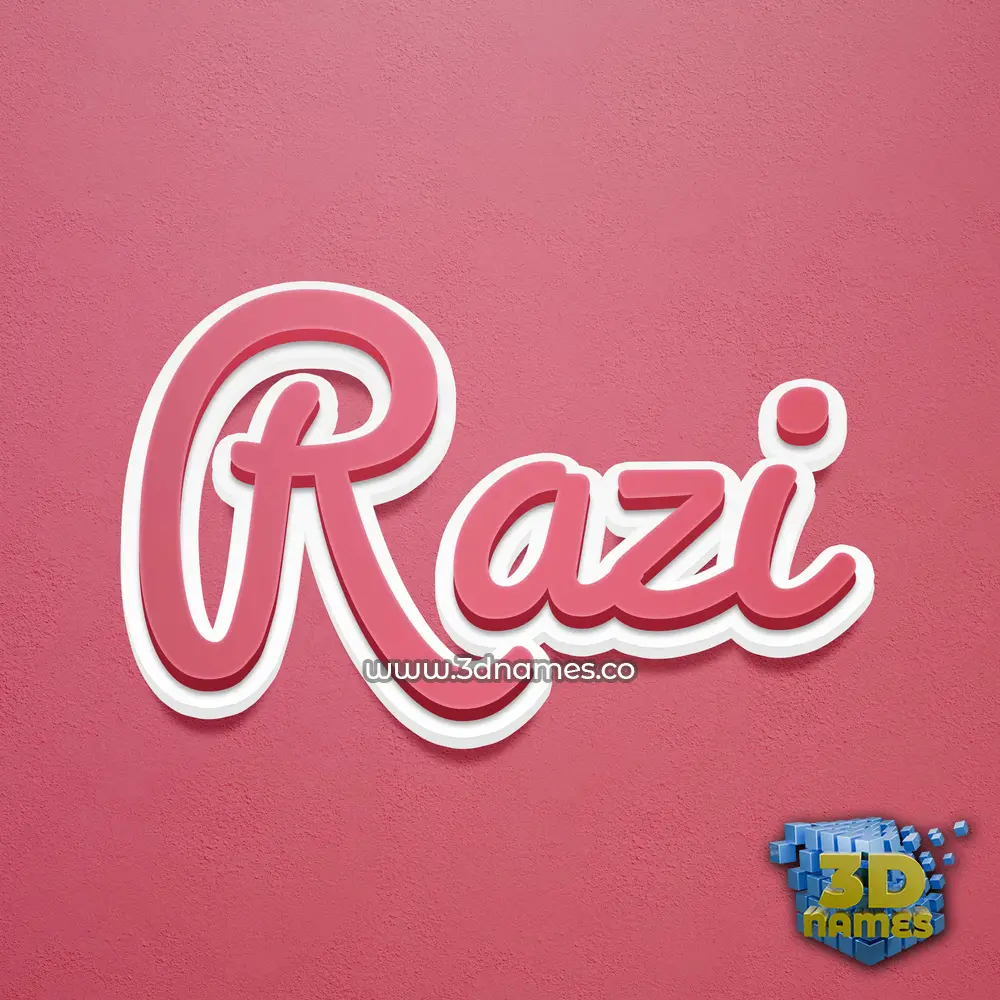 razi in Red Scribble style - 3D name wallpaper