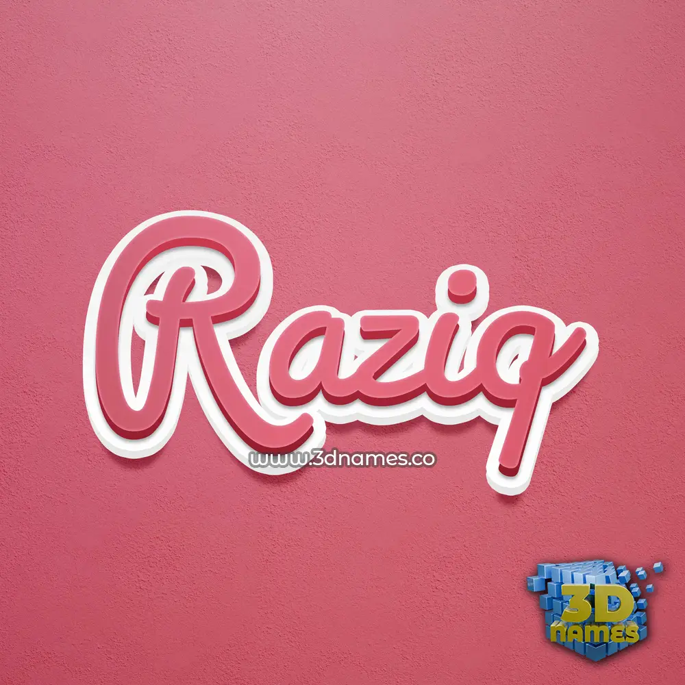 raziq in Red Scribble style - 3D name wallpaper