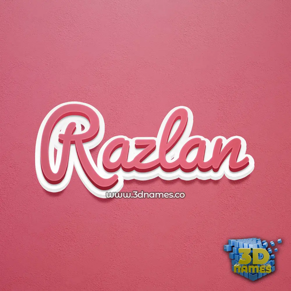 razlan in Red Scribble style - 3D name wallpaper