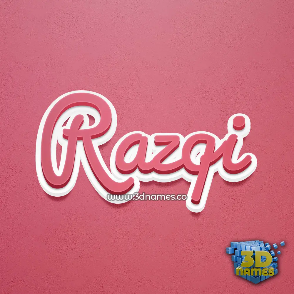 razqi in Red Scribble style - 3D name wallpaper