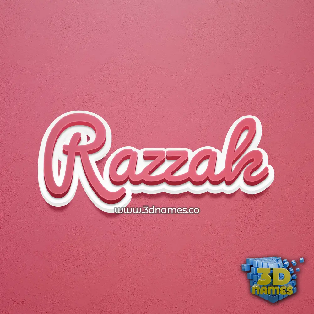 razzak in Red Scribble style - 3D name wallpaper