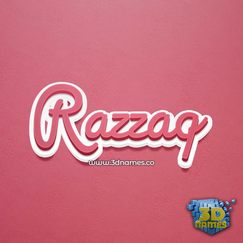 razzaq in Red Scribble style - 3D name wallpaper