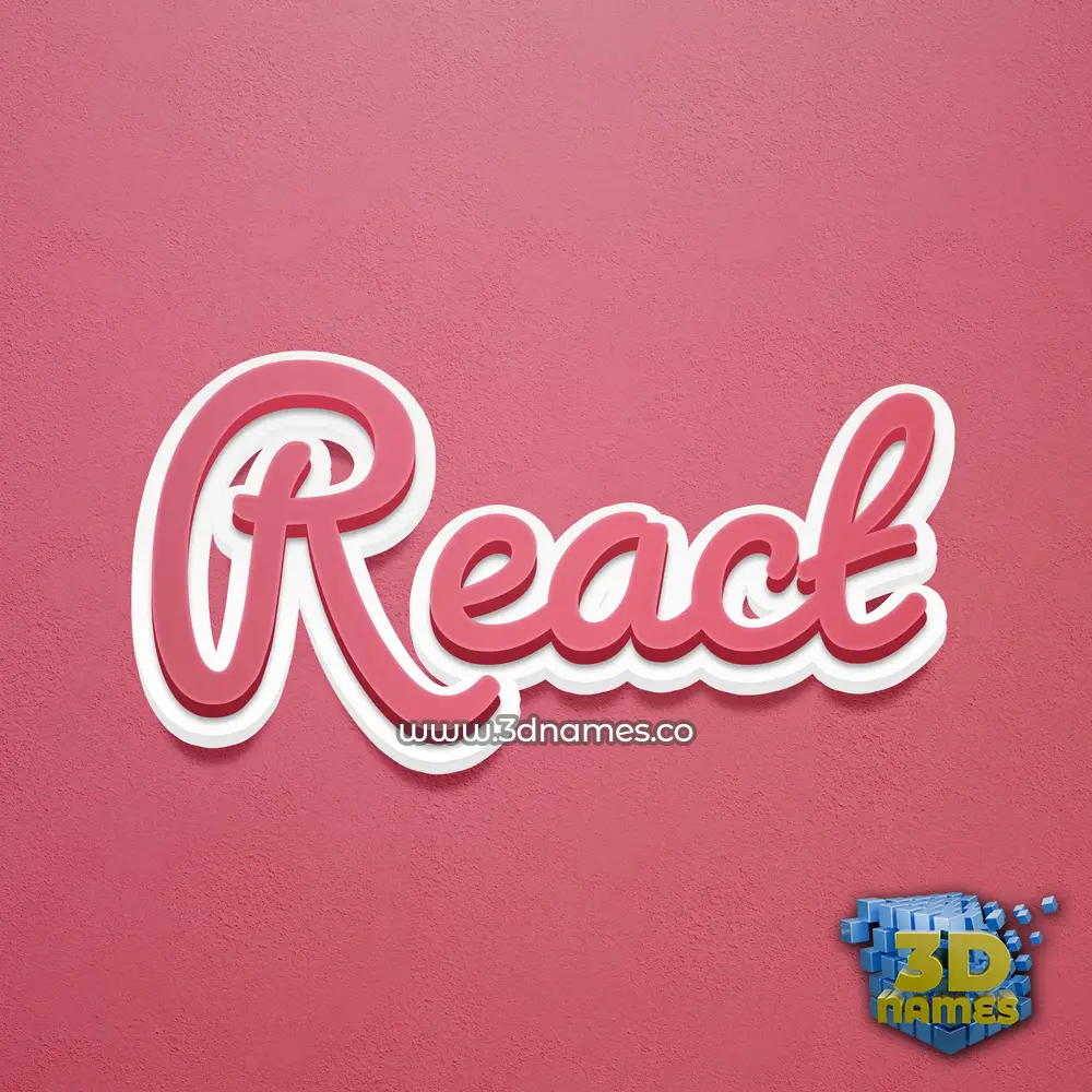 react in Red Scribble style - 3D name wallpaper