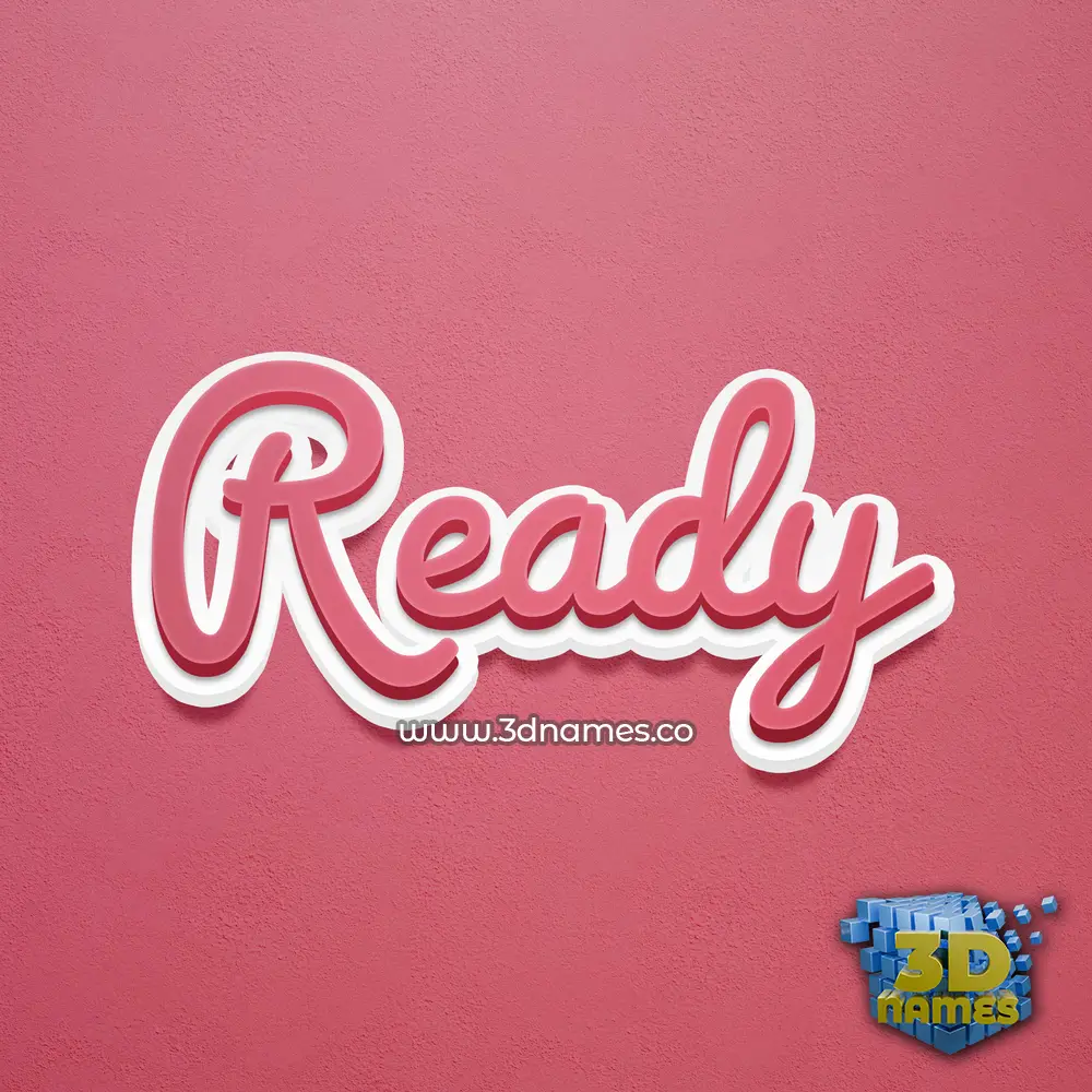 ready in Red Scribble style - 3D name wallpaper