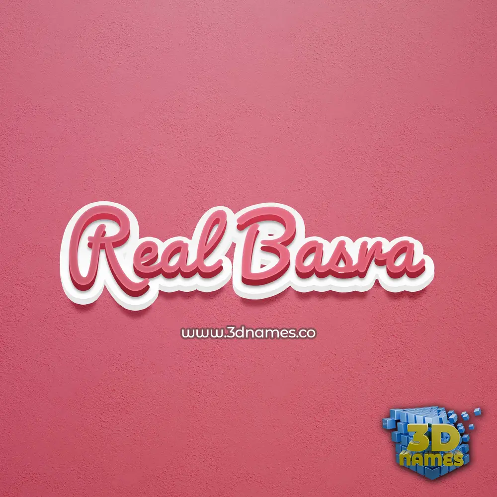 real basra in Red Scribble style - 3D name wallpaper