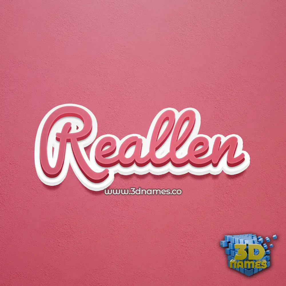 reallen in Red Scribble style - 3D name wallpaper