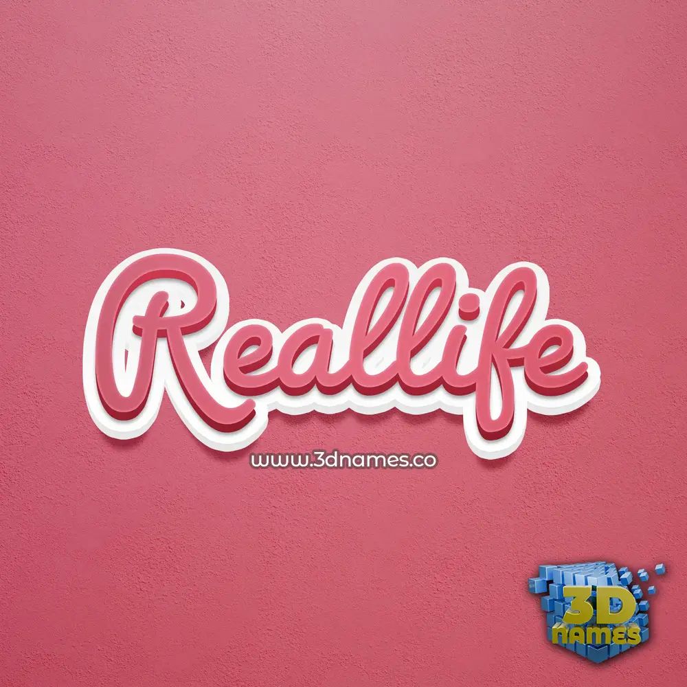 reallife in Red Scribble style - 3D name wallpaper