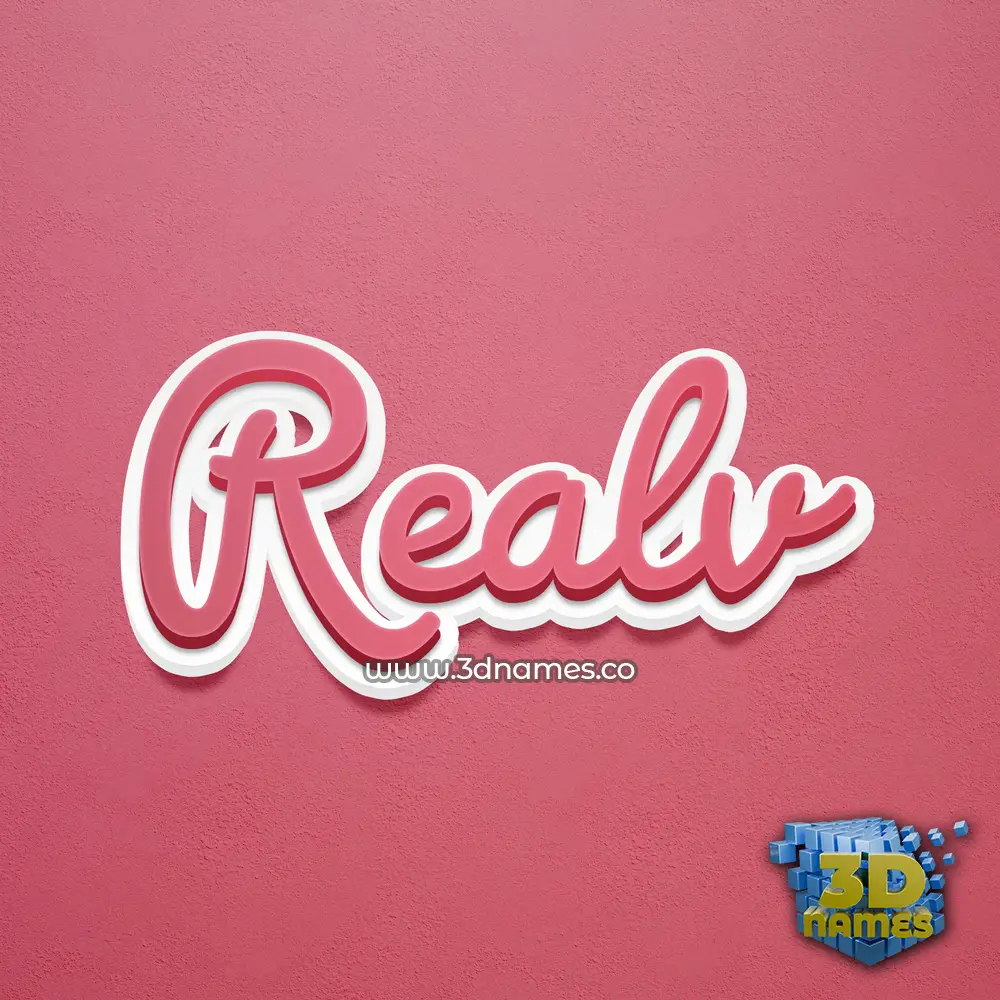 realv in Red Scribble style - 3D name wallpaper