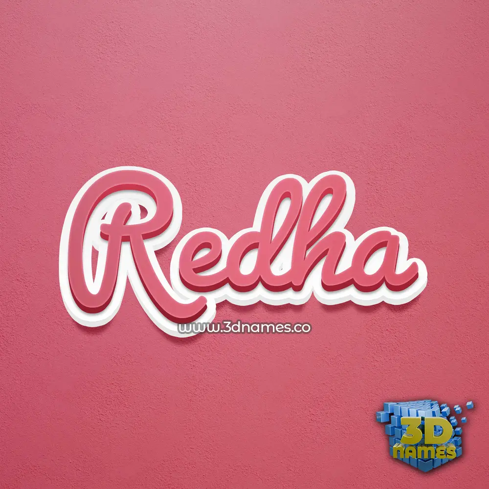 redha in Red Scribble style - 3D name wallpaper