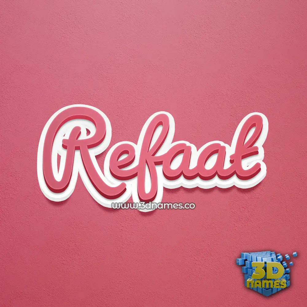 refaat in Red Scribble style - 3D name wallpaper