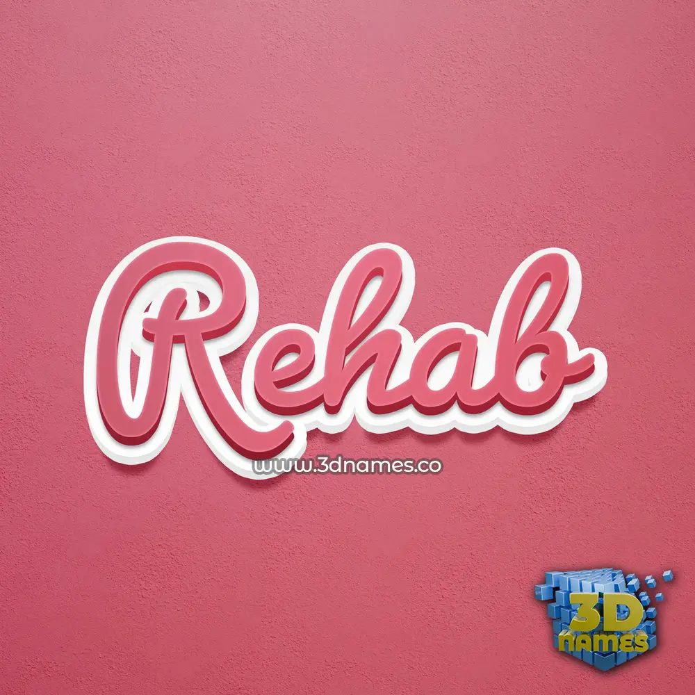rehab in Red Scribble style - 3D name wallpaper