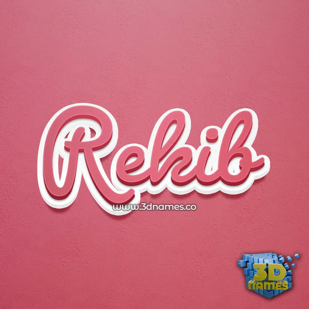 rekib in Red Scribble style - 3D name wallpaper